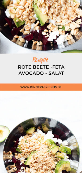 Salat mit Avocado, Feta, Roter Beete und Erdnüssen
