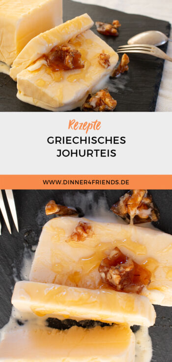 Griechisches Joghurteis mit Honig und Walnusskaramell