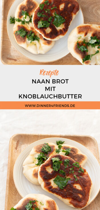 Naan Brot mit Knoblauchbutter und Petersilie