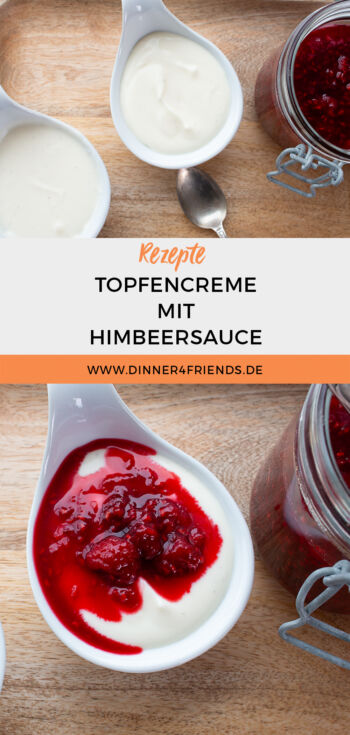 Topfencreme mit Himbeersauce